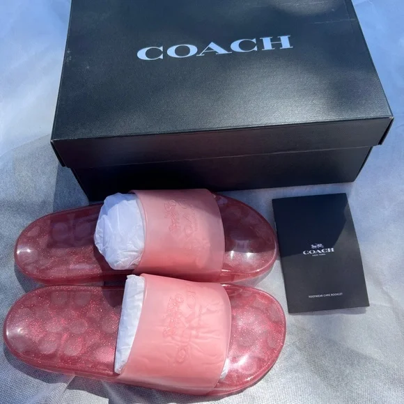 Coach brand new size 10 pink pool slides - Picture 2 of 3